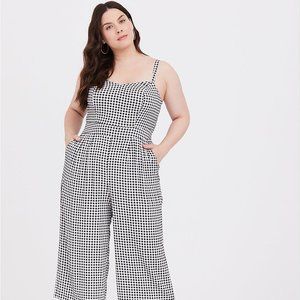 Torrid Black & White Gingham Culotte Jumpsuit EUC